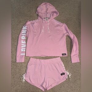 VS Pink Hoodie and Shorts Set